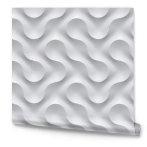 3D illustration white seamless pattern waves light and shadow. Wall decorative panel