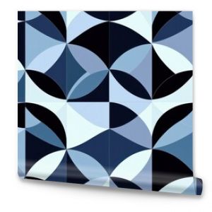 A sophisticated geometric pattern in navy and sky blue, perfect for a modern living room or office space, adding depth and style to the decor.