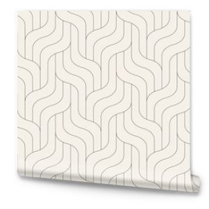 Seamless pattern with geometric waves. Endless stylish texture. Ripple bold monochrome background. Linear weaved grid. Thin interlaced swatch.