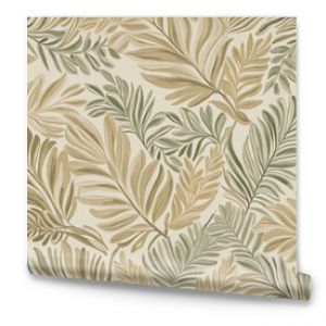 Nature-inspired wallpaper for walls. Elegant leaf pattern on a neutral backdrop. Statement wall mural. Artistic depiction of lush grass.