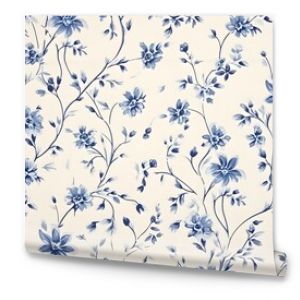 Vintage Floral Vines Pattern on Linen Fabric