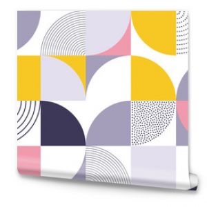 Geometric pattern vector background with Scandinavian abstract color or Swiss geometry prints of rectangles, squares and circles shape design