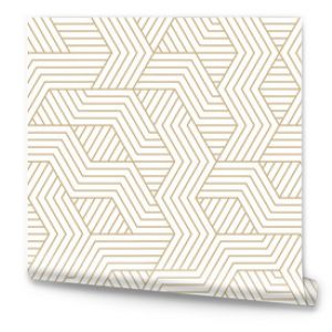 Abstract simple geometric vector seamless pattern with gold line texture on white background. Light modern simple wallpaper, bright tile backdrop, monochrome graphic element