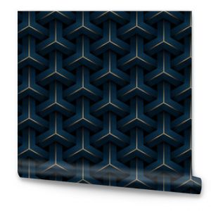 Abstract seamless luxury dark blue and gold geometric pattern background