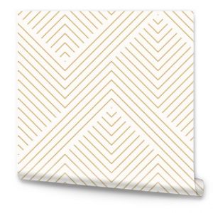 Vector geometric lines pattern. Abstract golden striped ornament. Simple minimalist texture with stripes, zig zag shapes. Modern stylish gold and white linear background. Luxury repeat design template