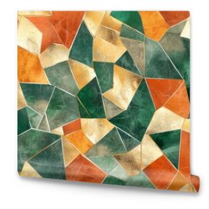 Luxurious geometric pattern in green, orange, and gold for elegant designs