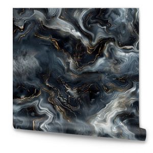 Black and gold marble wall art, seamless pattern