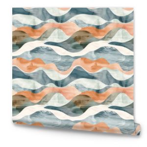 abstract watercolor seamless pattern of a wave with pink, blue, and white colors