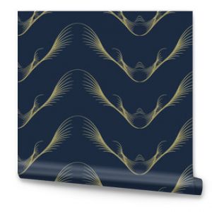 A seamless pattern of golden waves on a dark blue background