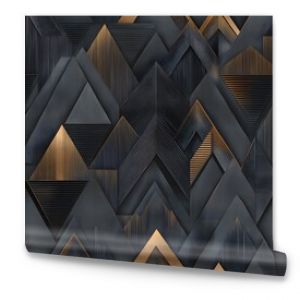 Abstract Geometric Pattern with Black and Gold Triangles