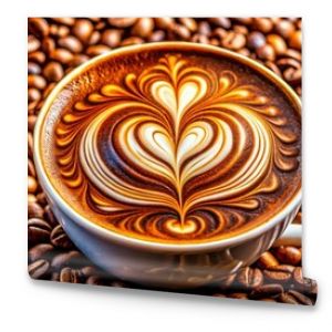 Aromatic Latte Art on Coffee Beans, Latte Art, Coffee Beans, Beverage, Espresso ,