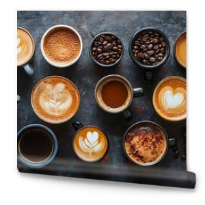 Coffee in a cup is placed on a wooden table.