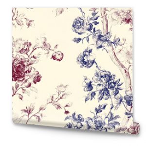 Toile De Jouy vintage floral pattern featuring delicate florals wildflowers and romantic motifs