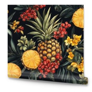 Pineapple design featuring fresh fruit halves in a repeating pattern