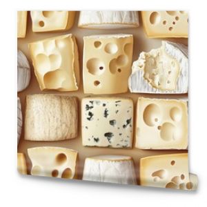 A seamless and playful cheese pattern featuring cheese holes and