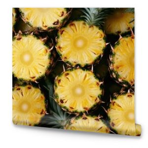 Pineapple design featuring fresh fruit halves in a repeating pattern