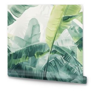 The room has large leaves art tropical pattern wallpaper