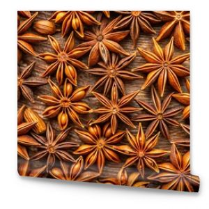 Top View Anise Texture. Pattern with anise. Creative autumn concept. Fruit banner. autumn background. Flat lay. Template