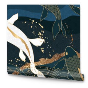 Asian background ,Oriental Japanese style abstract pattern background design  with koi fish decorate in water color texture