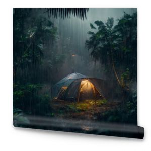 rain on the tent in the forest, tropic, quiet, calm, peaceful, meditation, camping, night, relax