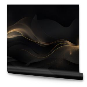 Abstract black wallpaper background with golden line elements