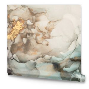 Abstract brown and gold glitter color horizontal background. Marble texture. Alcohol ink colors.