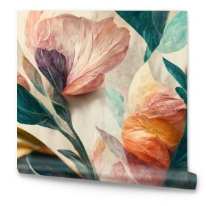 Flowers in the style of watercolor art. Luxurious floral elements, botanical background or wallpaper design, prints and invitations, postcards. Beautiful delicate flowers 3D illustration