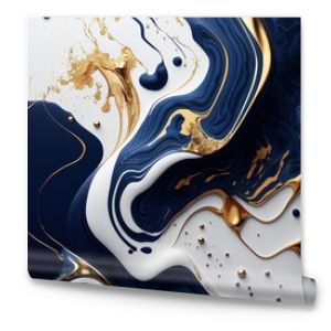 Gold and blue marble stone textured background wallpaper. Generative AI Illustration