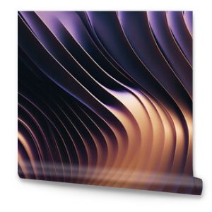 Wavy Golden and Purple Metallic 3D Background. Generative AI