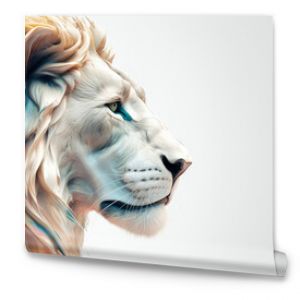 Abstract painting concept. Colorful artistic lion on lines and curves background. Animals. Generative AI.