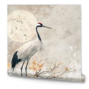 Elegant crane illustrations in Japanese style, subtle background patterns, artful and engaging designs , high resolution DSLR, 8K, high detailed, super detailed , ultra HD, 8K resolution , up32K HD