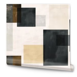 Abstract Geometric Composition in Black, White, and Brown