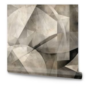 Abstract Geometric Shapes in Neutral Tones on Textured Paper, Featuring Muted Grays and Beiges with Subtle Gradients  