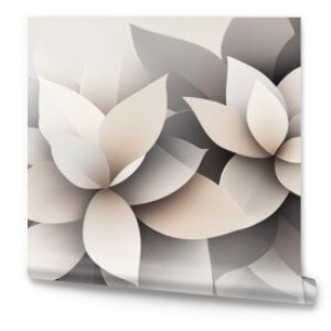 Abstract geometric flowers in neutral tones create a minimal yet dynamic pattern against a soft, muted background