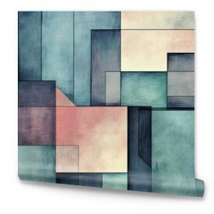 Abstract geometric shapes in pastel colors.