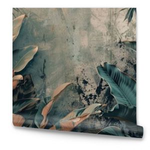 tropical leaves background in moody muted colors