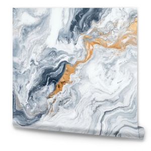 Abstract background with a swirling pattern of white, grey, and gold paint.