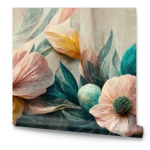 Flowers in the style of watercolor art. Luxurious floral elements, botanical background or wallpaper design, prints and invitations, postcards. Beautiful delicate flowers 3D illustration