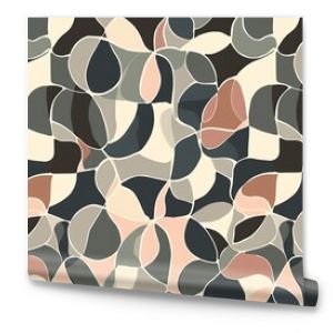 A pattern of abstract, interlocking shapes in a muted color palette