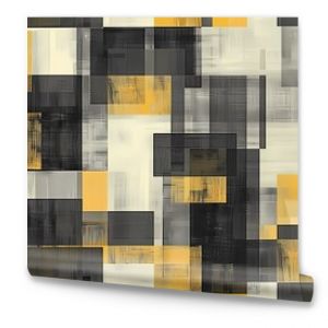 Abstract Geometric Pattern in Yellow, Grey, and Black