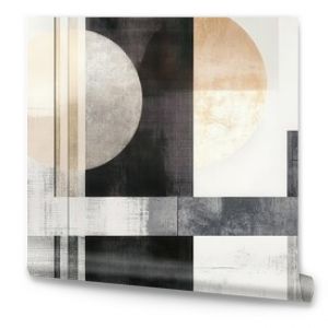 abstract geometric composition layered shapes textured elements muted color palette modern wallpaper design