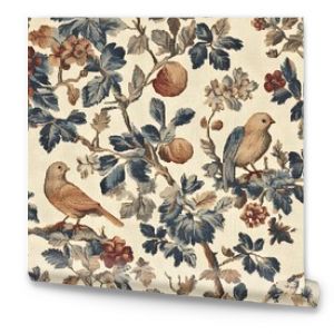 Antique Tapestry with Birds and Flowers