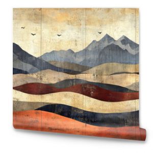 Abstract mountain landscape with layered textures and muted colors