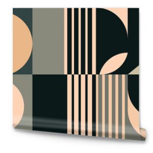 Modern vector abstract geometric background with circles, rectangles, squares and stripes in retro Bauhaus style