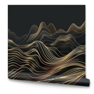 opulent gold line art on black luxury wallpaper with minimalist mountains ai generated illustration