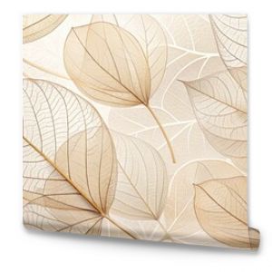 Delicate beige transparent leaves with intricate natural texture and veins create a stunning abstract floral background, perfect for minimalist natural designs and neutral wallpapers.