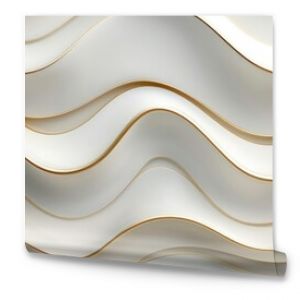 Modern abstract wallpaper with wavy, geometric patterns in gold and white tones.