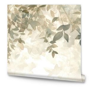 Nature artwork featuring a textured watercolor background showcasing artistic depictions of leaves and trees Suitable for interior photo wallpapers