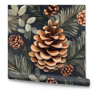 Pinecone wallpaper design with a captivating pattern, perfect for adding a natural touch to various spaces. This pinecone wallpaper offers appealing aesthetics and ample copy space.