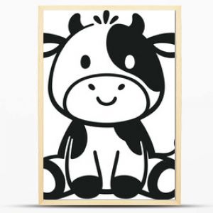 Cute happy baby cow cartoon animal sitting SVG vector